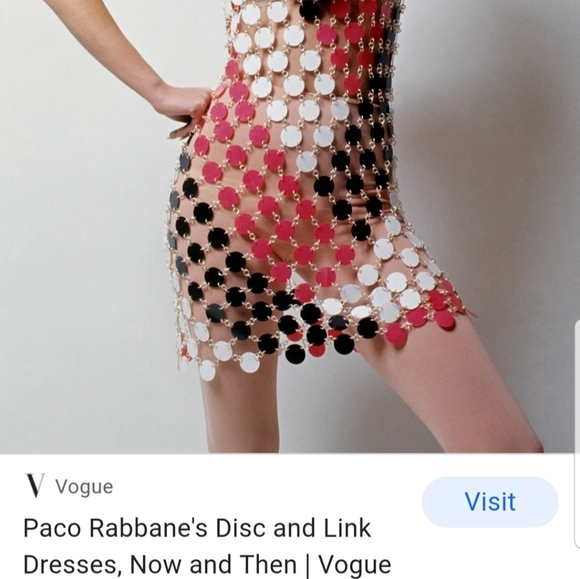 vtg 60s PACO RABONNE chain & plastic MINI DRESS - Picture 12 of 13